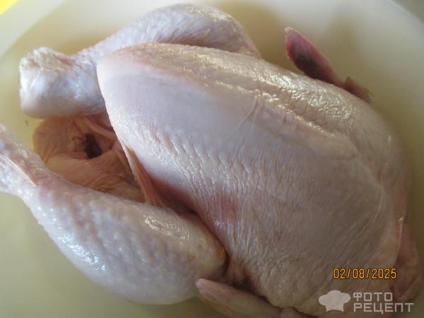 Курица тушеная в сливовом соусе и русским песто фото