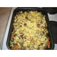 Рецепт: Картофель с индейкой, запеченный в духовке
