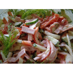 Рецепт: Салат с ветчиной и соленым огурцом