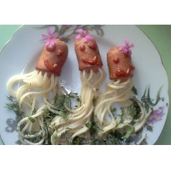 спагетти с сосисками интересный рецепт с фото для детей | Дзен