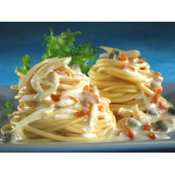 Рецепт: Спагетти с лососем