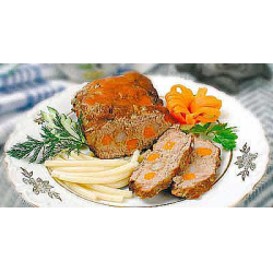 Рецепт: Тушеная говядина шпигованная морковью и салом