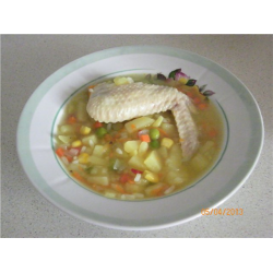 Рецепт: Суп из замороженной смеси овощей с куриным мясом