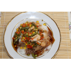 Рецепт: Рисовая лапша с овощами и креветками
