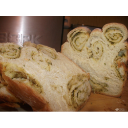 Рецепт: Хлеб из сдобных рулетиков с чесноком и укропом в хлебопечке