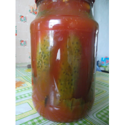 Рецепт: Огурцы маринованные в томатном соусе