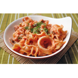 Рецепт: Спагетти с морепродуктами в сливочно-томатном соусе