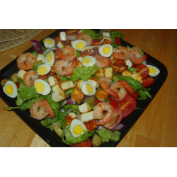 Рецепт: Салат "Теплый салат с рукколой и баклажанами"