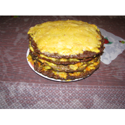 Рецепт: Салат-торт "Сытный" из говяжей печени