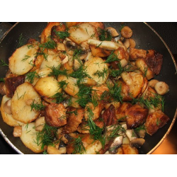 Рецепт: Картофель с говядиной и чесноком
