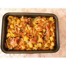 Рецепт: Окорочка запеченные с картофелем и капустой