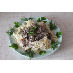 Рецепт: Паста фарфалле со сливочно-грибным соусом