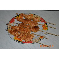 Рецепт: Куриное филе в горчичном соусе и сухарях