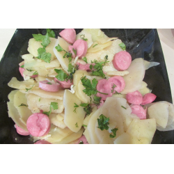 Рецепт: Картошка с сосисками в рукаве в микроволновке