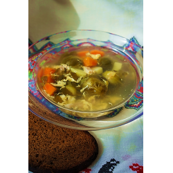 Рецепт: Суп со щавелем и брюссельской капустой