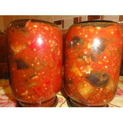Рецепт: Баклажаны и сладкий перец в томатном соусе