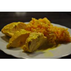 Рецепт: Ризотто с молодой морковью карри и курица в соусе с куркумой
