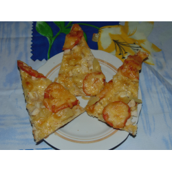 Рецепт: Пицца с курицей и ананасами на бездрожжевом тесте