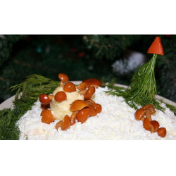 Салат «Грибная поляна» с копченой курицей – пошаговый рецепт приготовления с фото