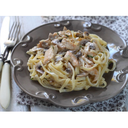 Рецепт: Спагетти с грибами и курицей