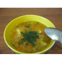 Рецепт: Суп с чечевицей и соленным огурцом