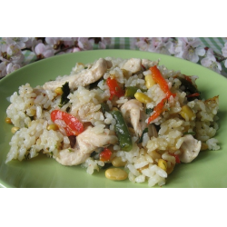 Рецепт: Курица с рисом и овощами в мультиварке