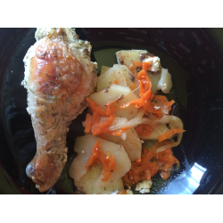 Рецепт: Цыпленок запеченный в сметанном соусе