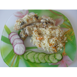 Рецепт: Куриные бедрышки с рисом