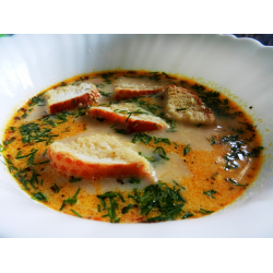 Рецепт: Сырный суп-пюре с чесночными гренками