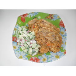 Рецепт: Куриное мясо с рисом и капустой