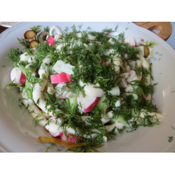 Рецепт: Морской салат с зеленью и яйцом