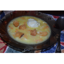 Рецепт: Ароматный суп-пюре с гренками и вареным яйцом