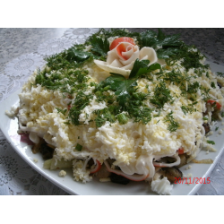 Рецепт: Горячий салат с рыбой