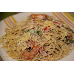 Рецепт: Спагетти с королевскими креветками в сливочном соусе