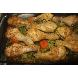 Рецепт: Курица с овощами в горчичной заправке