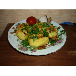 Рецепт: Картофельные бочки запеченные с фаршем