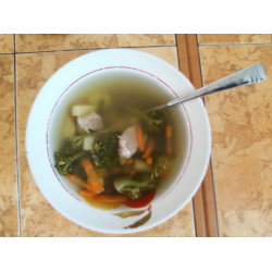 Рецепт: Суп витаминный с брокколи и зеленой фасолью