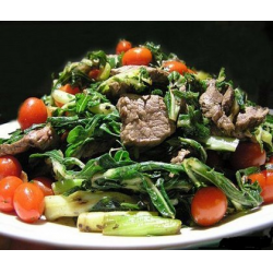 Рецепт: Теплый салат с мясом и стручковой фасолью