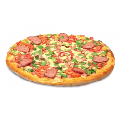 Рецепт: Пицца с колбасой и помидорами