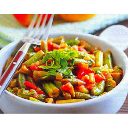 Рецепт: Салат со стручковой фасолью, огурцами и помидорами