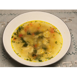 Рецепт: Суп с галушками и красным сладким перцем