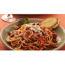 Рецепт: Жаренные спагетти с вялеными томатами