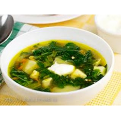 Рецепт: Зеленый суп с крапивой, мангольдом и щавлем