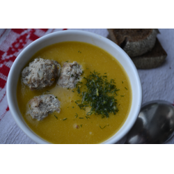 Рецепт: Суп-пюре с фрикадельками из говядины и овощами