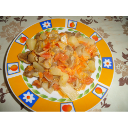 Рецепт: Картофель с маслятами, запеченный в казане