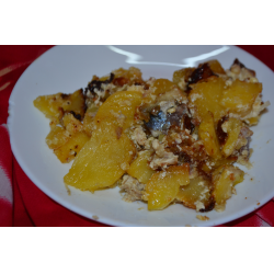 Рецепт: Скумбрия с картофелем, запеченные под майонезом