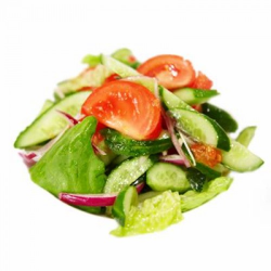 Рецепт: Салат из помидоров, огурца и листья салата