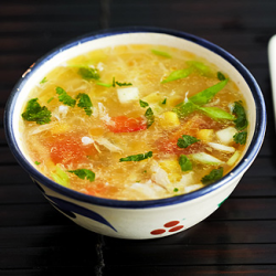 Рецепт: Китайский суп с курицей, кукурузой и яйцом