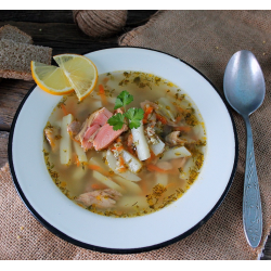 Рецепт: Суп с пшеном и лососем