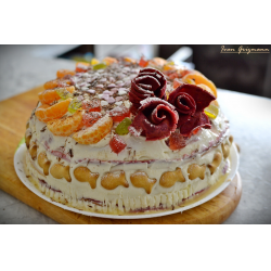 Рецепт: Блинный торт "Красный бархат" с творожным кремом